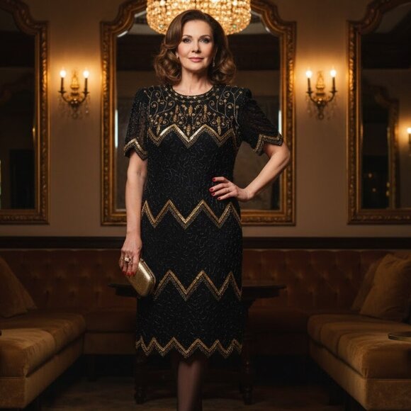 Laurence Kazar Dresses & Skirts - Vintage dazzling, 80's Hand-beaded masterpiece by Laurence Kazar New York! 2X